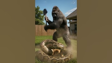 Gorilla Smashes Python to Save Puppy  #wildlife #animals