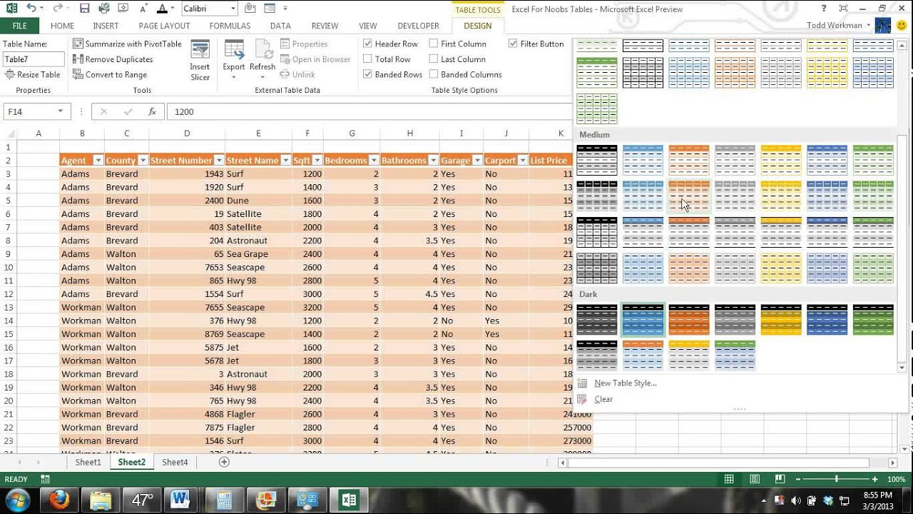 Excel Tables And Charts