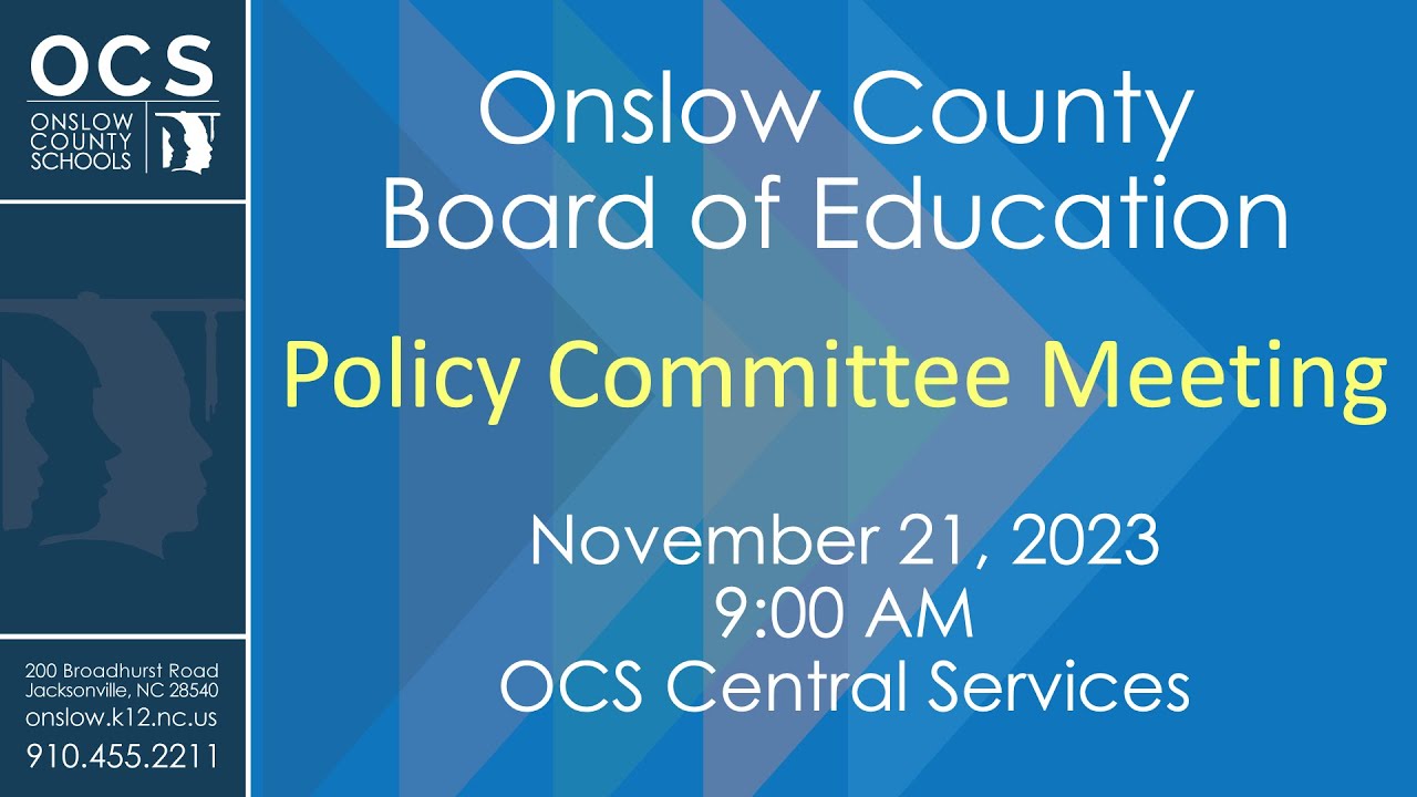 BOE Policy Committee Meeting — November 21, 2023 — 9 AM - YouTube