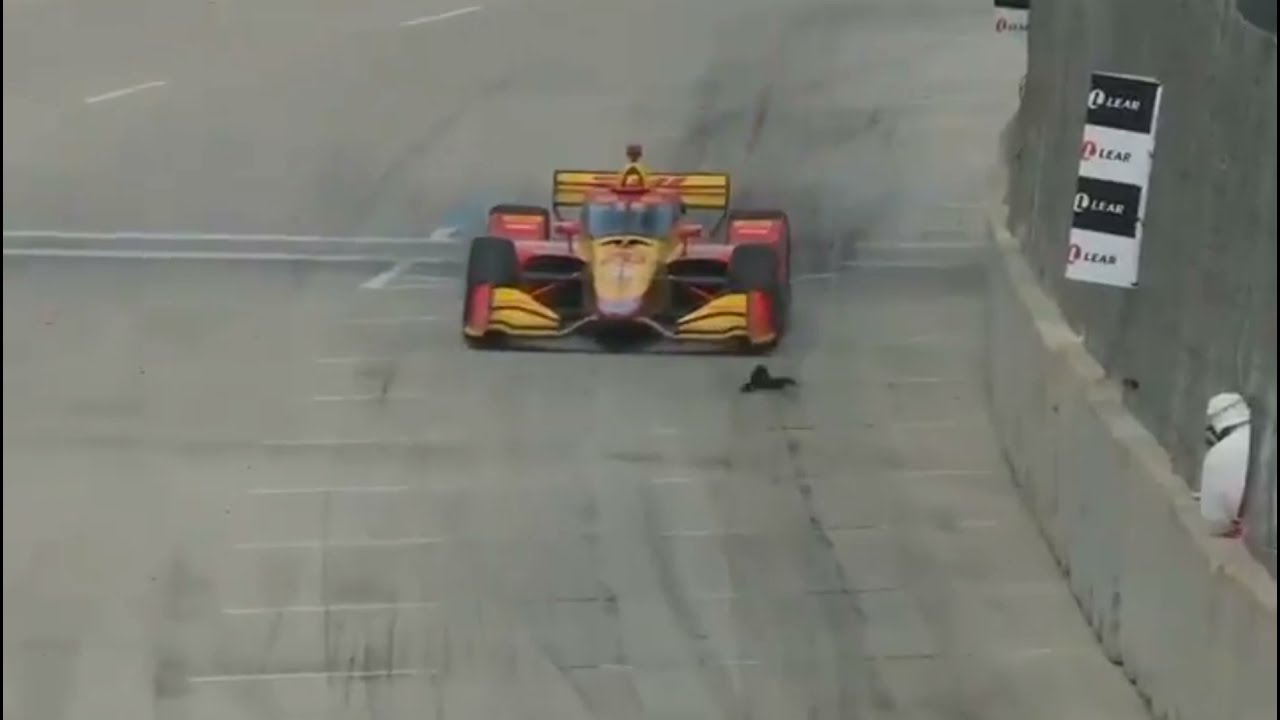 21 インディカー デトロイト 小動物 リス ウッドチャック コースに飛び出して危機一髪 Youtube