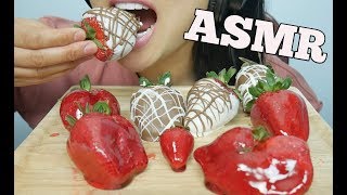 ASMR Chocolate Covered + Candied STRAWBERRY *Tanghulu (EATING SOUNDS) No Talking | SAS-ASMR