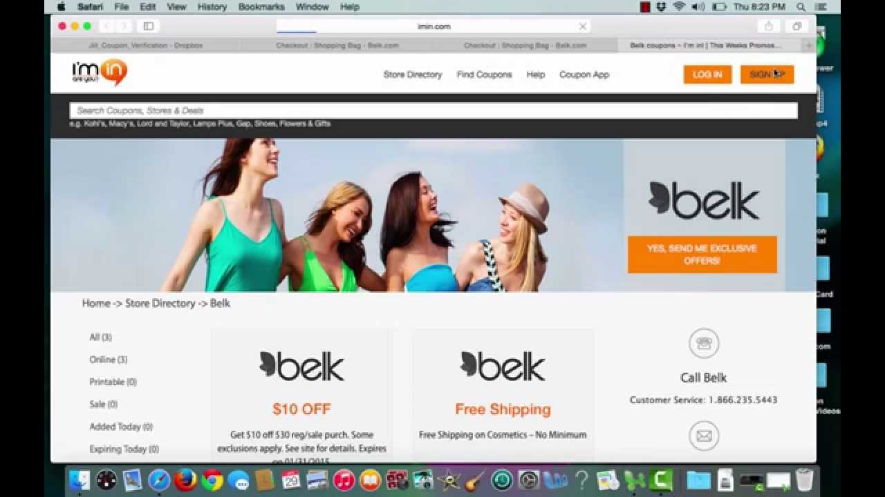 Belk Coupons verification by I’m in!