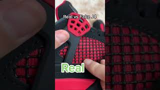 Air Jordan 4 red thunder Real vs Fake,can you see the difference where is it?