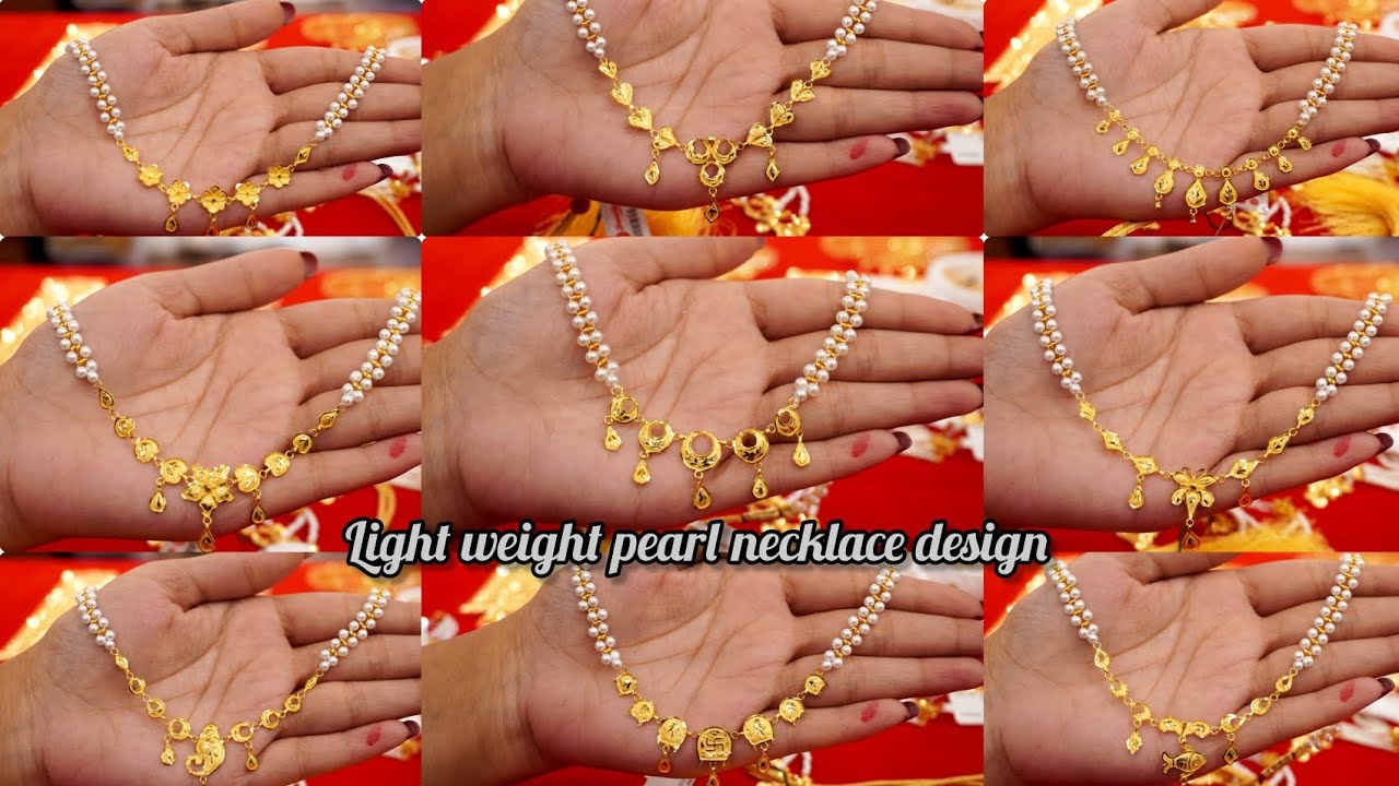 Pearl Necklace Design//Simple pearl necklace design//letest gold necklace design 