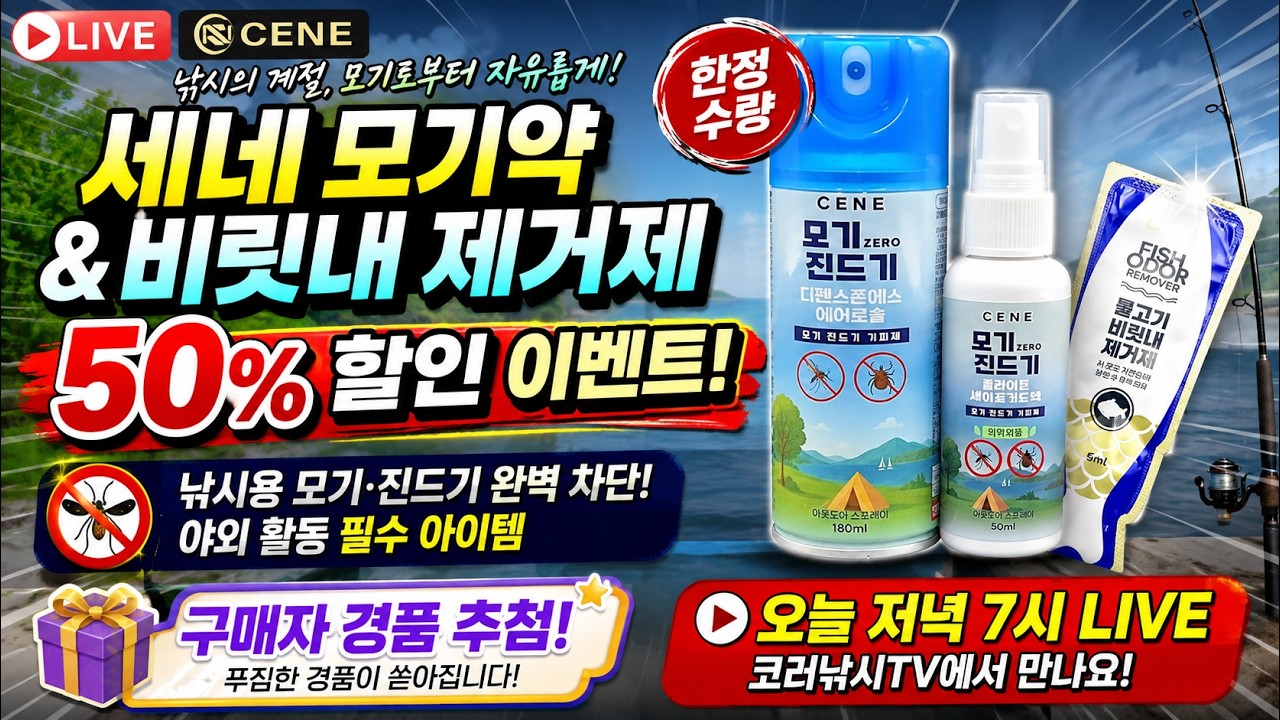 🔥 50% 할인 실화?! 세네 모기약·비린내 제거제 한정수량 특가! / 매주수요일 저녁 7시 / 매주 일요일 저녁 6시 30분 LIVE