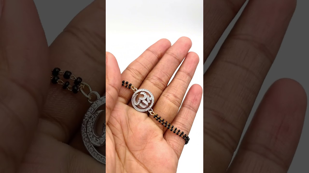 Aum Om Silver Cubic Zirconia American Diamond Adjustable Hand Wrist Mangalsutra Bracelet Womenv