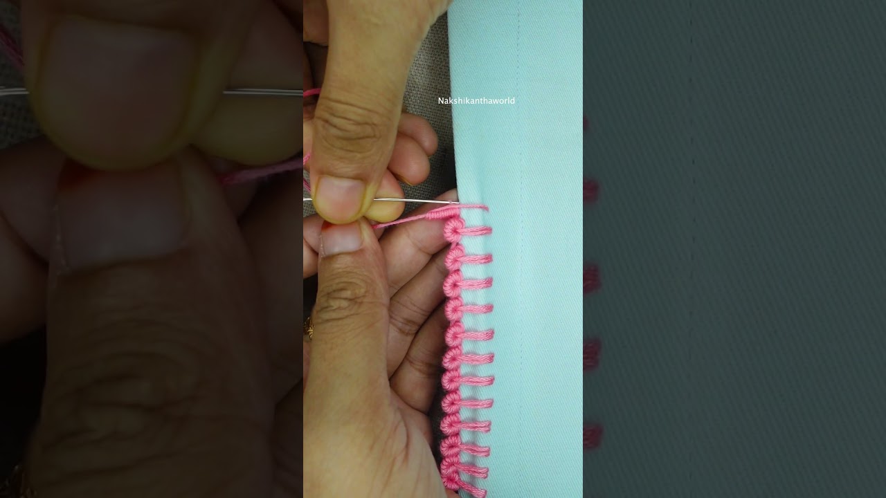 Super easy border edge hand embroidery #embroidery #loopstitch #sewing #beginnersstitch #crochet