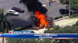 Banner plane crashes and engulfs in flames near Memorial Regional Hospital in Hollywood; 1 dead