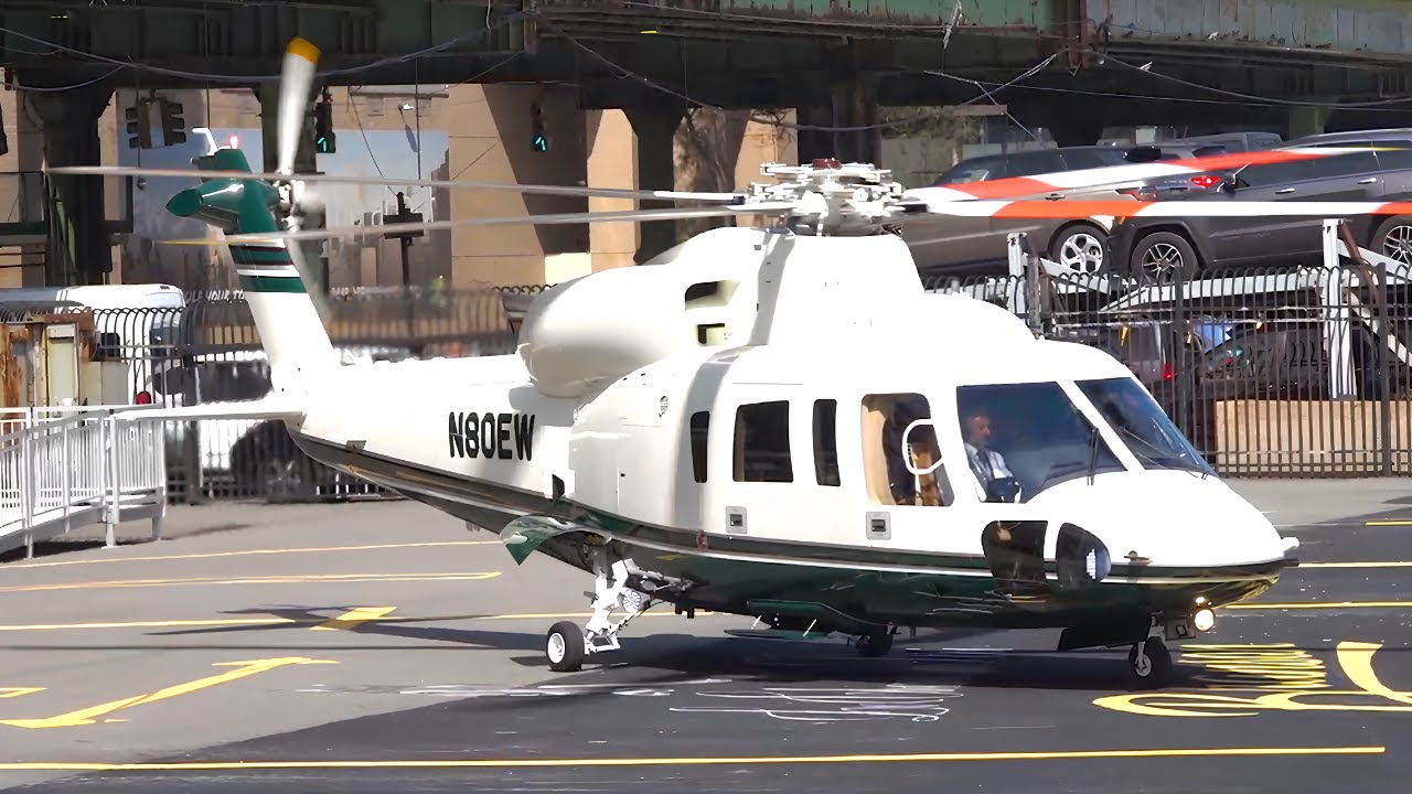 航空機・ヘリコプター Castolada Serena-L Sikorsky S-76D Helicopter Landing & Takeoff !! - YouTube
