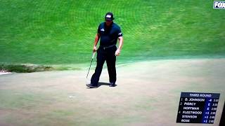 Phil Mickelson SNAPS, putts moving ball, 2018 US Open