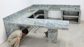 Process Construction & Install Kitchen Table Multifunction With Ceramic Tiles Modern