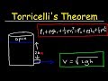Torricelli's Theorem & Speed of Efflux, Bernoulli's Principle, Fluid Mechanics - Physics Problems