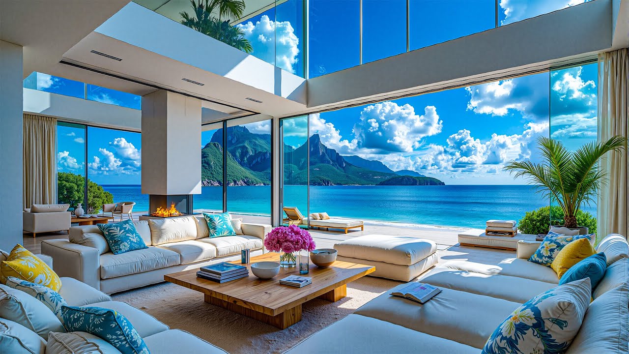 Morning Jazz And A Peaceful Beach Vibes - Spring Jazz Rhythms And Ocean Wave Create A Positive Mood