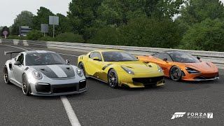Forza 7 drag race: ferrari f12 tdf vs mclaren 720s porsche 911 gt2 rs
'18
