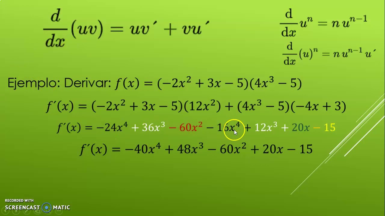 derivada del producto de dos funciones - YouTube