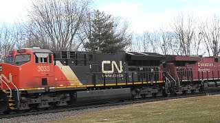 BNSF 6793 Stack w/ CN & CP Power, Galesburg, IL 3/2/22