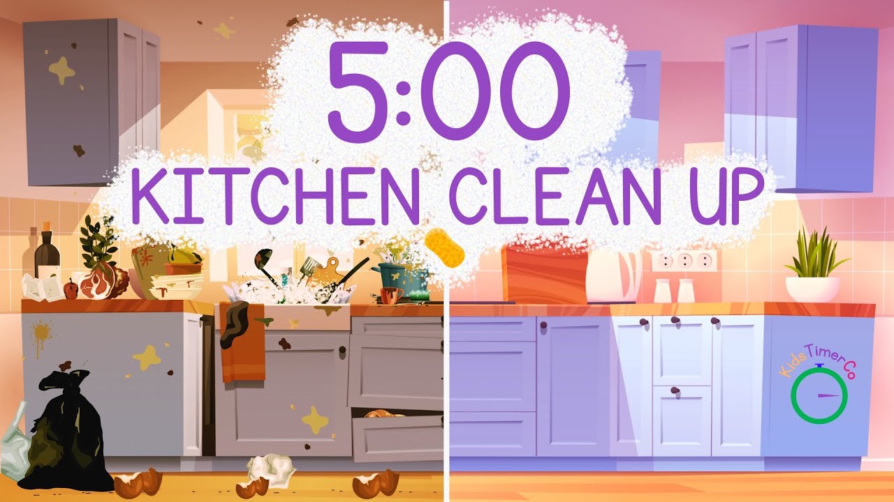 5 Minute Kitchen Clean Up Countdown! 🧼⏱️ Kids Visual Cleaning Timer