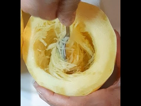 Spaghetti Squash (longer strands if cut at the width) - YouTube