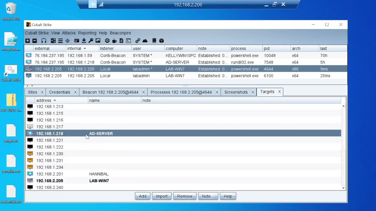 Cobalt Strike pivot from initial host to AD server