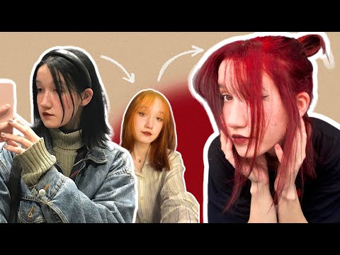 Видео: крашу волосы из чёрного в красный цвет :)