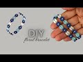 blue floral bracelet. how to make a beautiful bracelet with an easy pattern