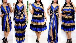 Western styles, convert saree into dress/Saree Dreaping unique styles/How to wear saree in dress