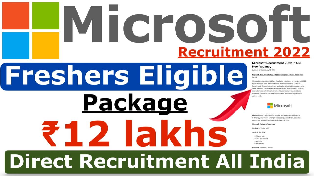 Microsoft Recruitment 2022 Hiring Freshers Microsoft Vacancy Work