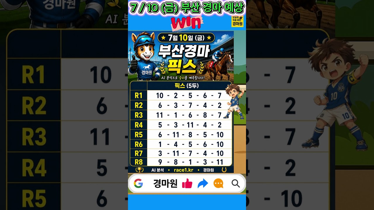 7/10 (금) 경마 원 부산 경마 AI 예상 #경마예상#부산경마