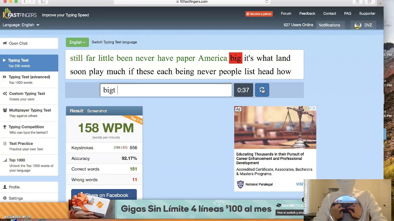 [10FF] Pro Typist Spondulix 163 WPM on 10FF Normal Test - YouTube