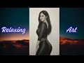 Realistic Charcoal Drawing of a Beautiful Woman in Black Dress | Relaxing Art Time-Lapse.