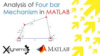 Position, Velocity, Acceleration Analysis of Four bar Mechanism in MATLAB | Xdynemo