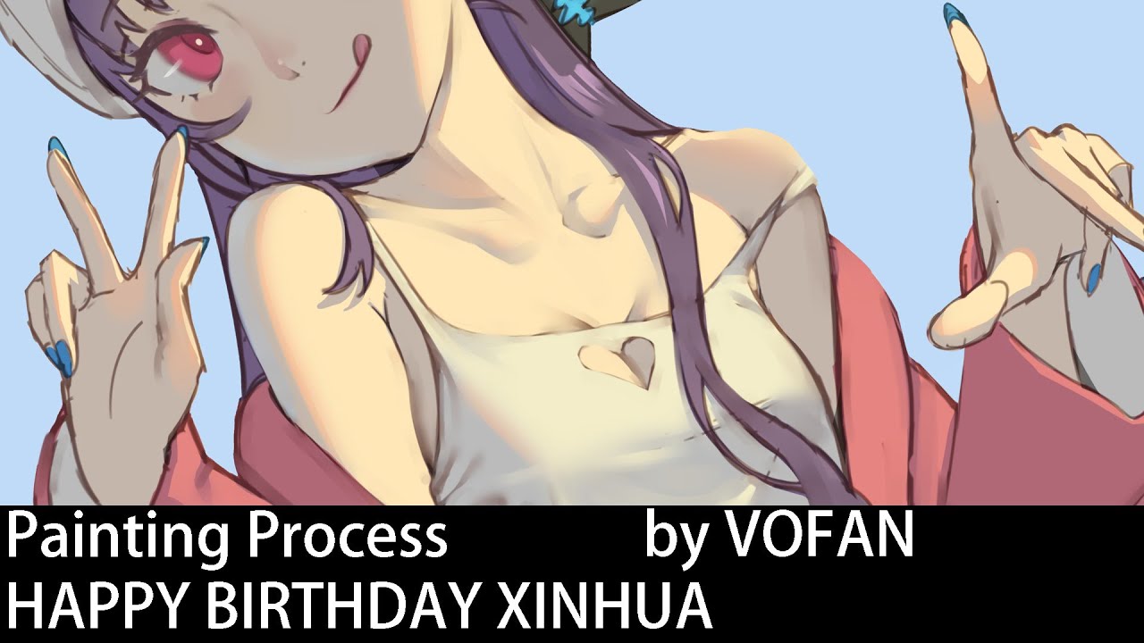The painting process of Happy birthday to Xin-Hua (7min) 縮圖