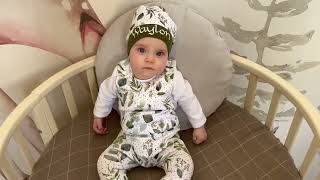 Olive green coming home outfit Newborn baby clothes Personalized baby hat romper Baby shower gift