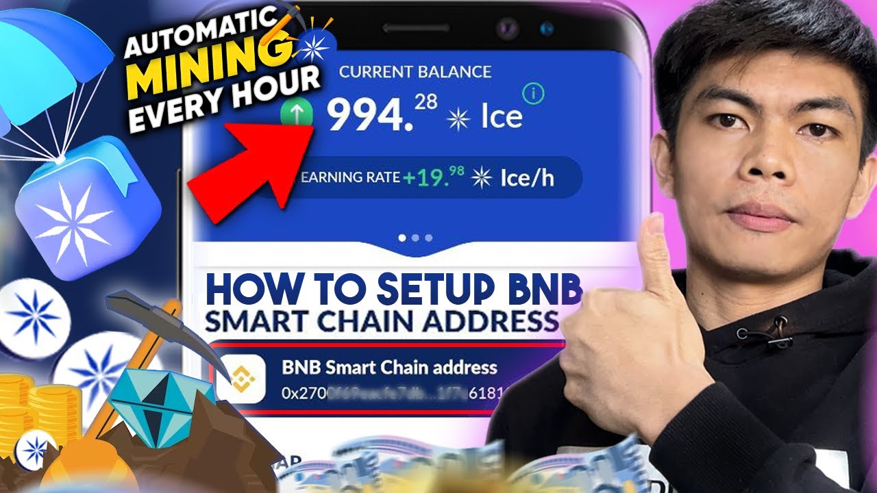 Claim Free ICE Crypto Mining App Using Mobile Phone - How to add ICE BSC  Smart Chain Address