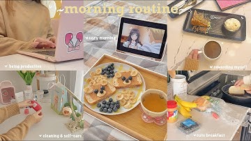 7 AM productive morning routine 🧸✨ cozy morning, being organized, making cute breakfast