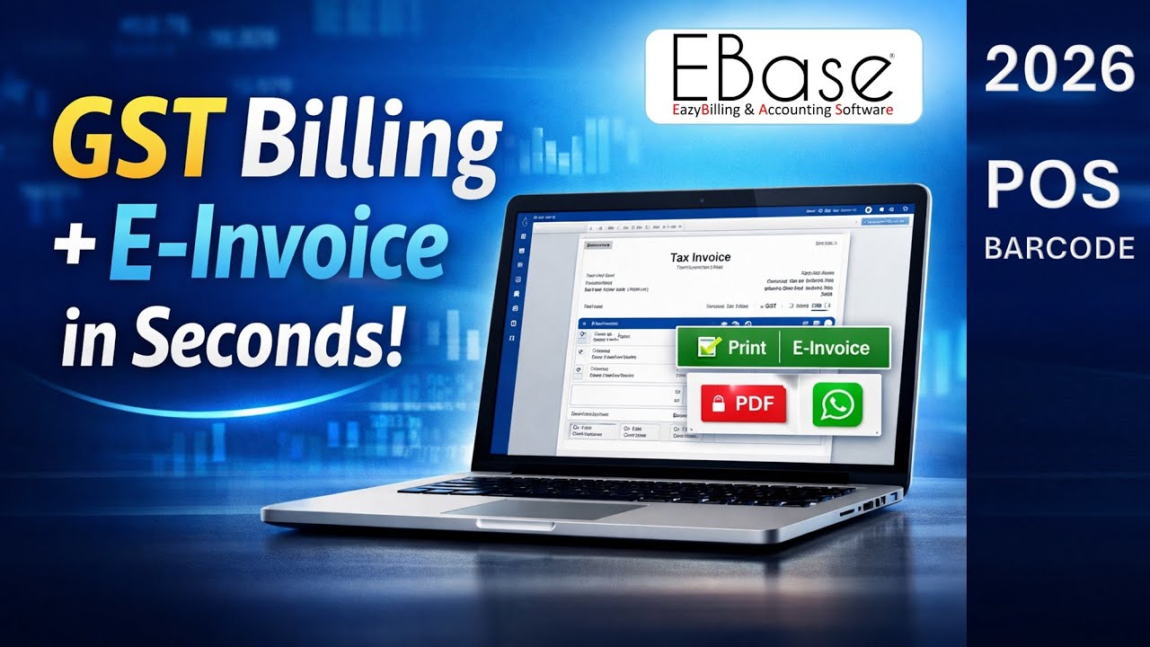 EBase® Demo: Billing + GST Invoice + E-Invoice in Seconds (Live Screen Recording)