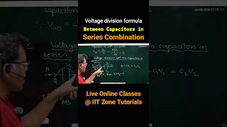 voltage division between capacitors in series..#shorts #capacitor #class12physics #jee #neet #tricks