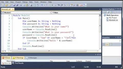 Visual Basic - 17 - Logical Operators