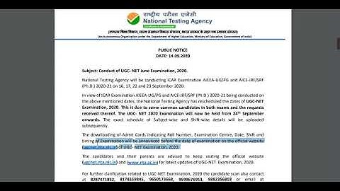 NTA UGC- NET June 2020 Revise Date: Official Notice