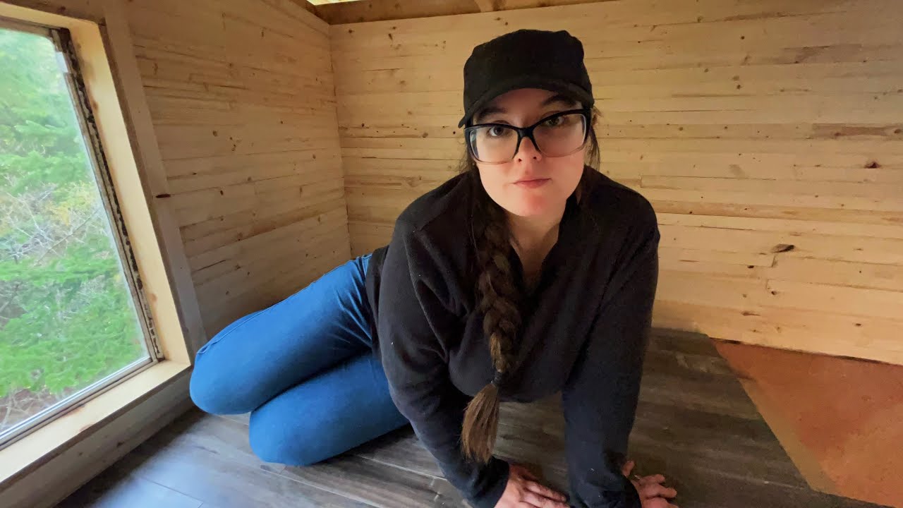 OFF Grid TINY Cabin in the Woods Build l Laying Flooring l VLOG - YouTube
