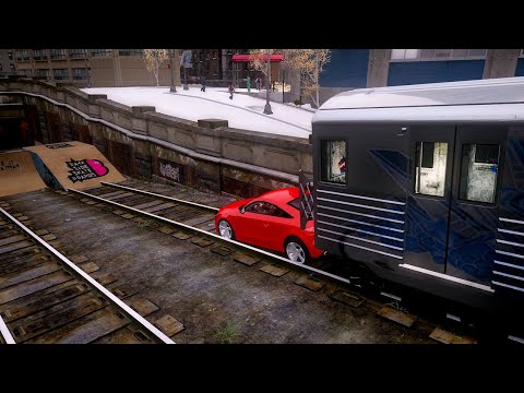 GTA 4 WINTER CRASH TEST OF REAL CARS #108