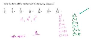 Find The Form Of The Nth Term Of The Sequence 1 2 2 5 3 10 4 17 5 26 6 37 Sequences 4 Youtube