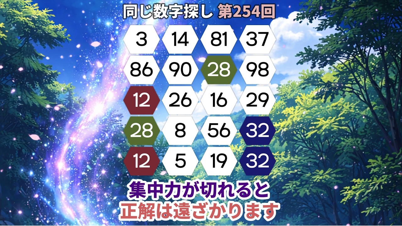 【脳トレ数字クイズ】第254回  - 集中力が切れると正解は遠ざかります。