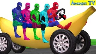 Learn Numbers & Colors Spiderman Vehicle Banana Car And More Spiderman Nursery Rhymes Amonica Tv