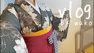 【vlog】着物で家事のモチベーションを上げる主婦|着付け|袴|グラタンとスープ作り