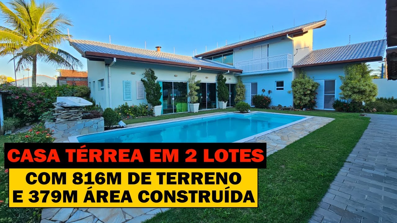 LINDA CASA TÉRREA EM 2 LOTES COM 812M DE TERRENO À  500M DO MAR - Peruíbe SP | Litoral Sul