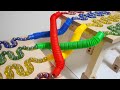 マーブルランレースASMR☆小さなカラフルトンネルとカタカタレールといつものHABAスロープ3【AMSR best marble runs】