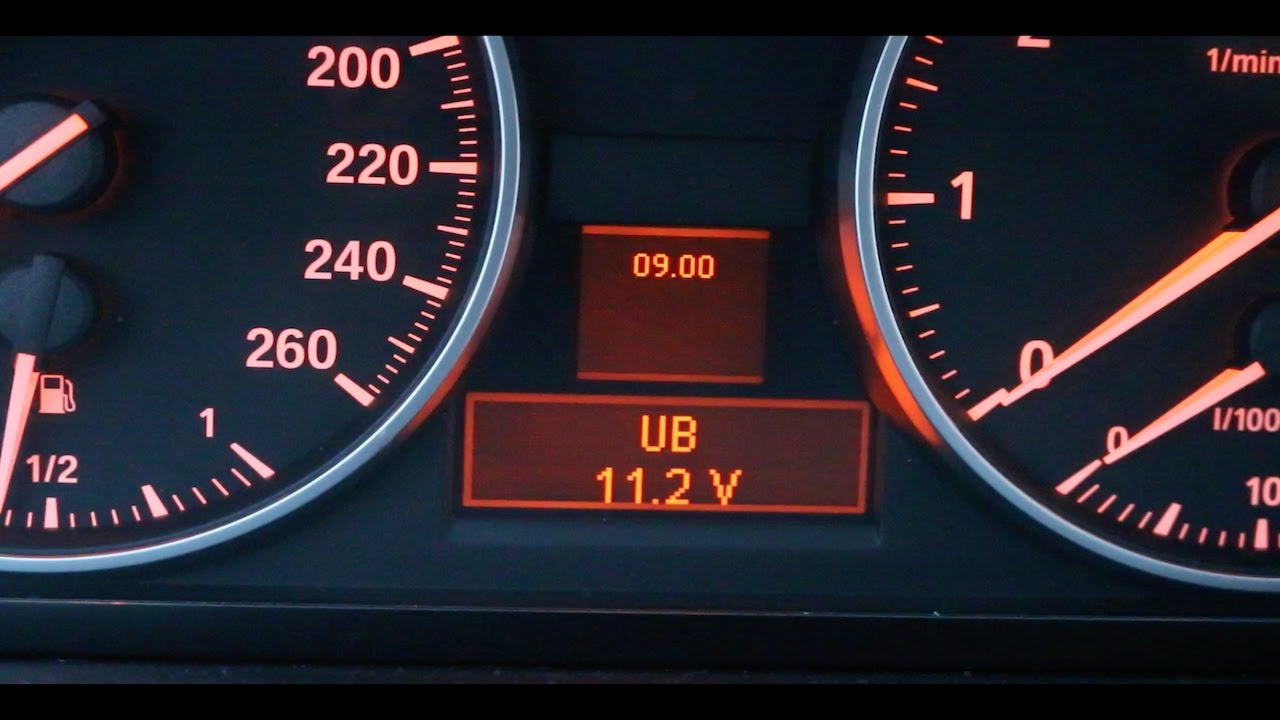 E90 battery voltage on board cluster - YouTube