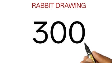 Rabbit Draw with 300 Number | Rabbit Drawing Tutorial