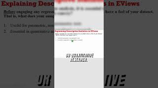 Understanding Summary Statistics in EViews! - Dissertation